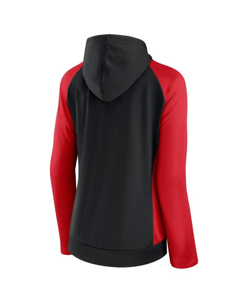 Women's Black/Red D.C. United Iconic Raglan Full-Zip Hoodie