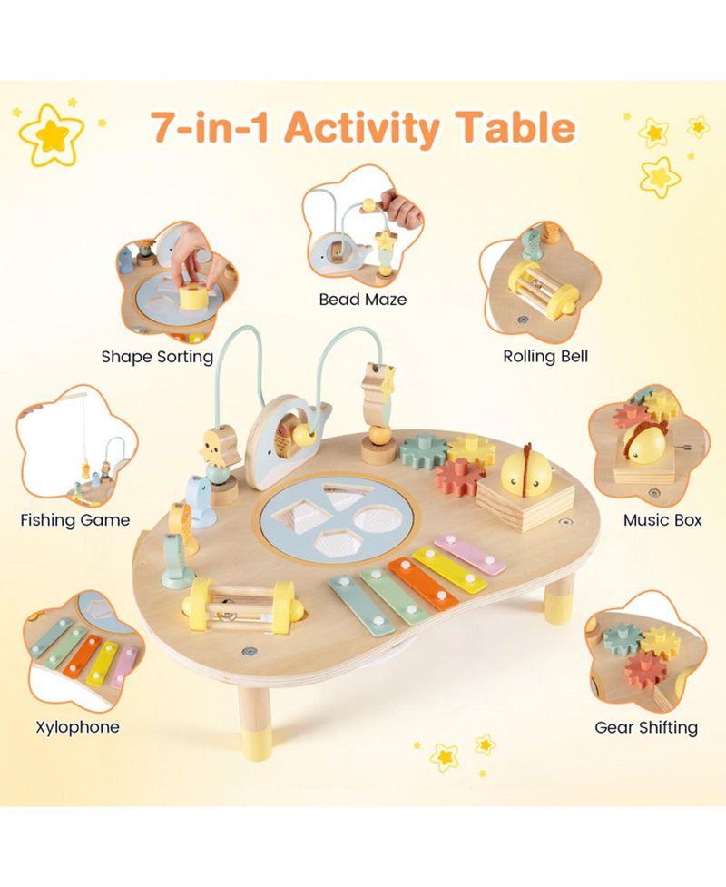 7-in-1 Wooden Activity Table, Ages 12 Months+