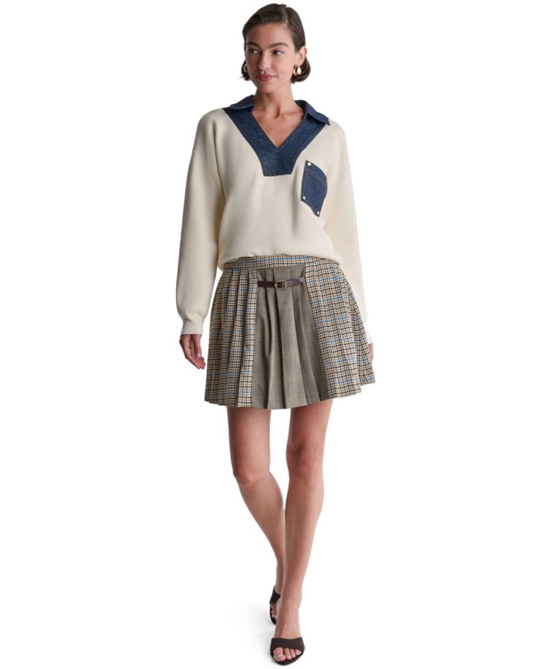 Women's Plaid Pleated A-Line Mini Skirt