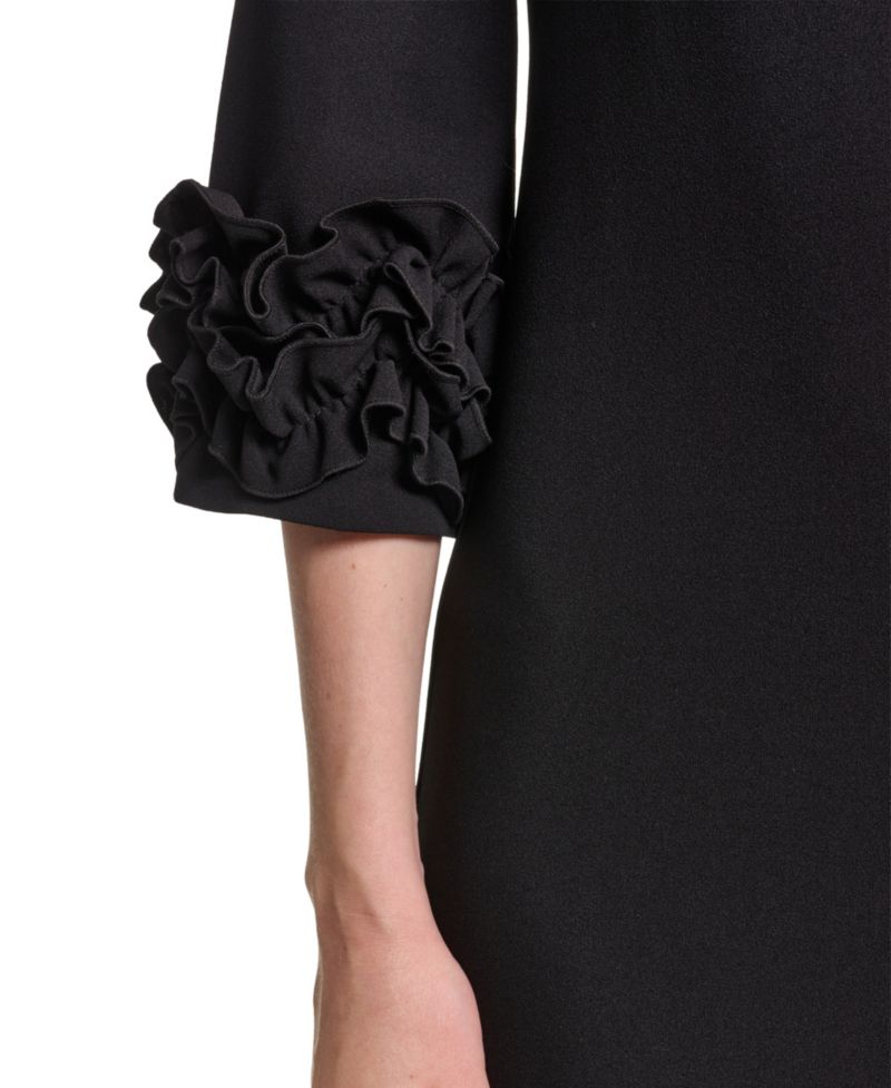Petite Ruffle-Sleeve Jewel Neck Dress