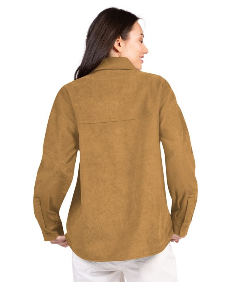 Women's Brown Baltimore Ravens Re-Match Corduroy Full-Snap Shacket