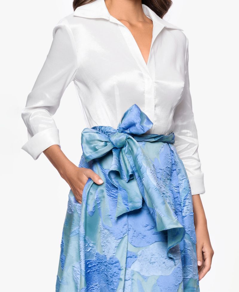 Women's Long-Sleeve Collared Shirt Dress