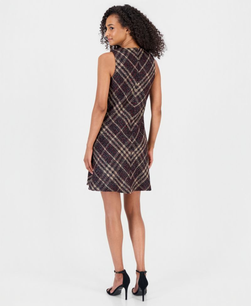 Women's Plaid Tweed A-Line Dress