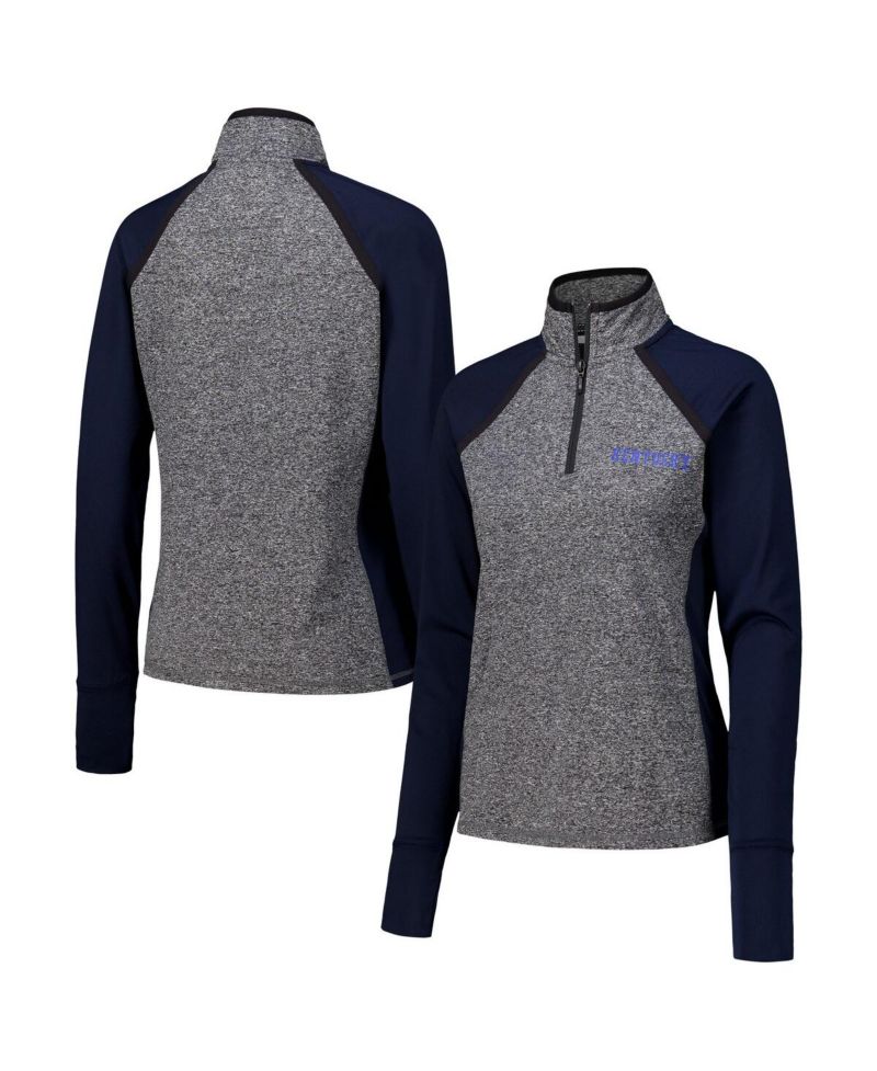 Women's Navy/Heather Gray Kentucky Wildcats Finalist Raglan Quarter-Zip Jacket