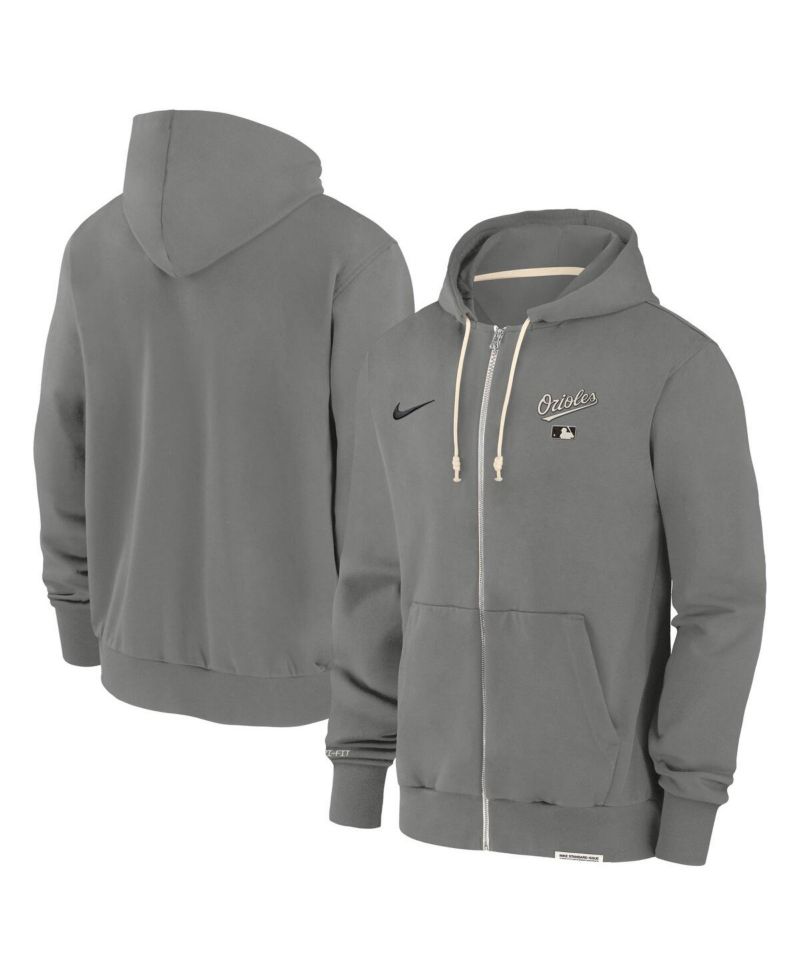 Men's Charcoal Baltimore Orioles Authentic Collection Travel Performance Full-Zip Hoodie