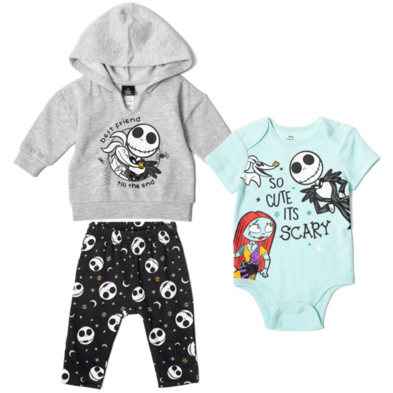 Baby Disney Boys'/ 0M-24M Fleece Pullover Hoodie Bodysuit and Pants 3 Piece Outfit Set