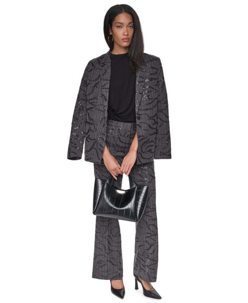Women's Sequin Herringbone Stretch Blazer
