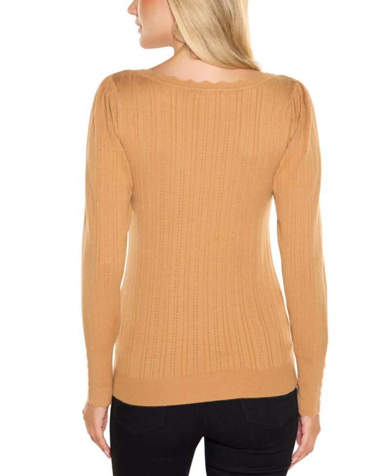 Women's Scalloped-Trim Boat Neck Sweater