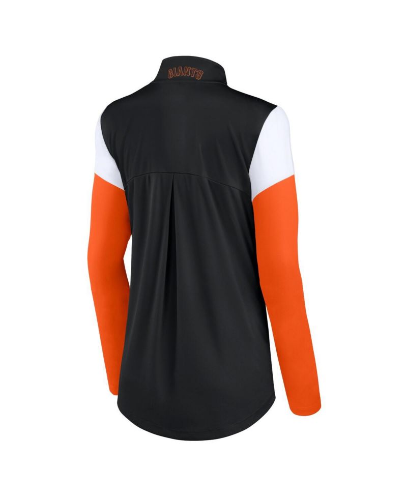 Women's Black and Orange San Francisco Giants Authentic Fleece Quarter-Zip Jacket