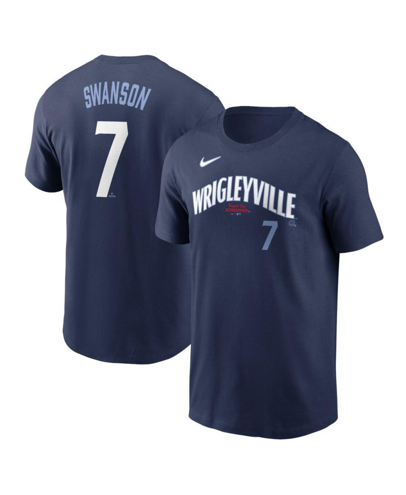 Men's Dansby Swanson Navy Chicago Cubs City Connect Fuse Name & Number T-Shirt