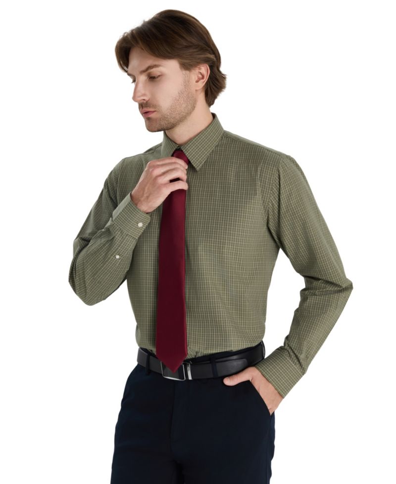 Men's Regular-Fit Micro Check Dress Shirt