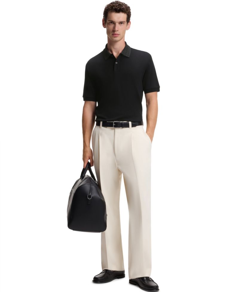 Men's Cotton Regular-Fit Patterned Collar Polo Shirt