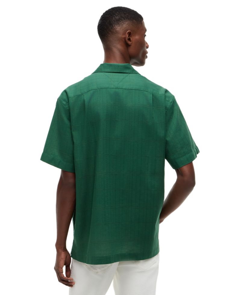 Men's Open-Structure Camp Collar Windowpane Shirt