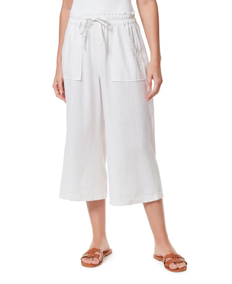 Women's Linen Pull On Wide-Leg Crop Pants