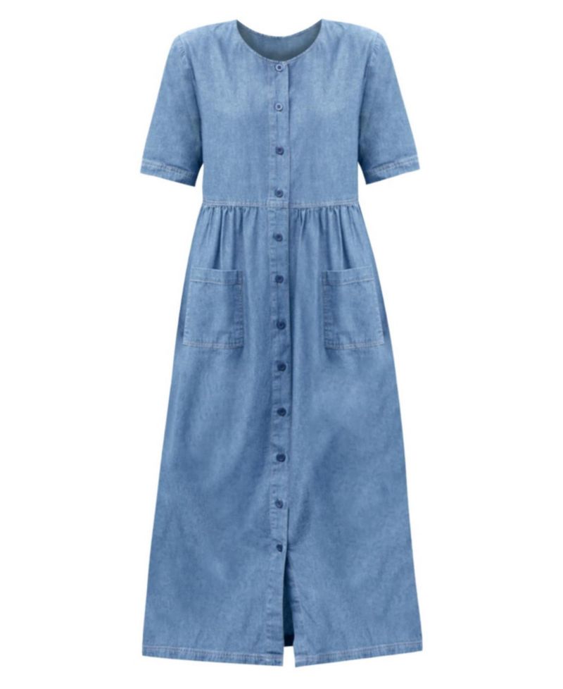 Plus Size Short-Sleeve Denim Dress