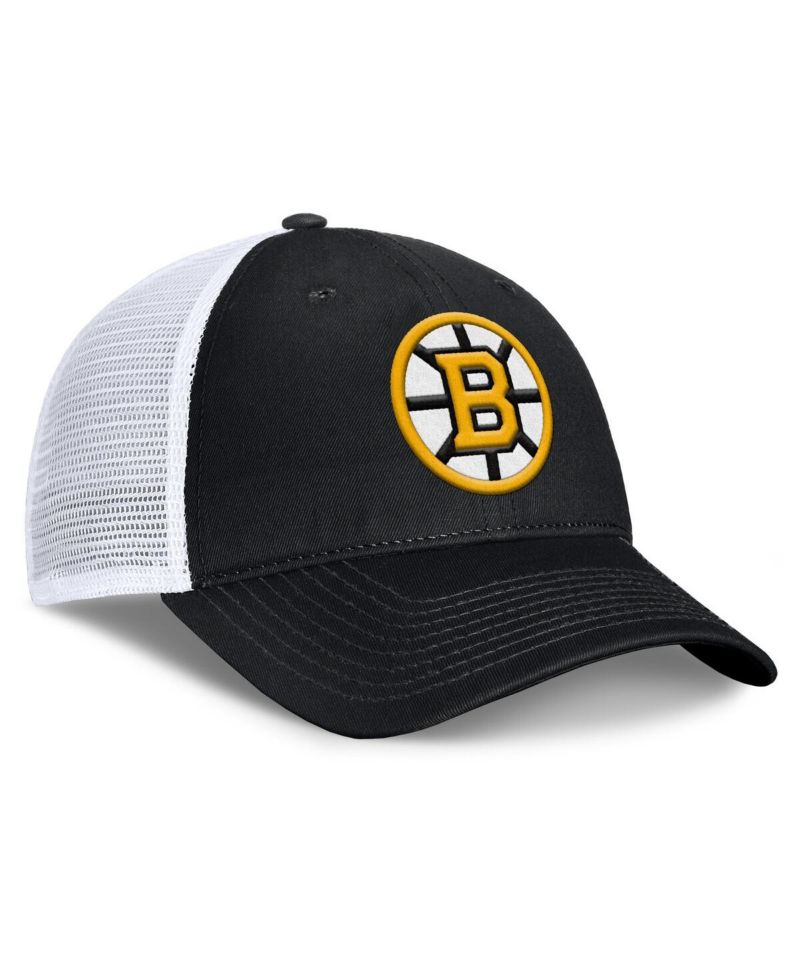 Men's Black/White Boston Bruins Core Primary Logo Trucker Adjustable Hat