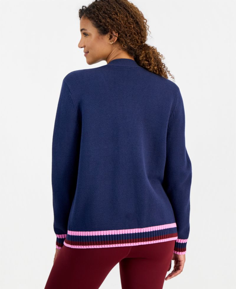 Women's Colorblock V-Neck Long-Sleeve Cardigan
