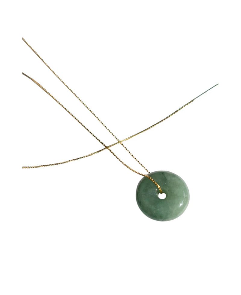 Button Jade Pendant Necklace