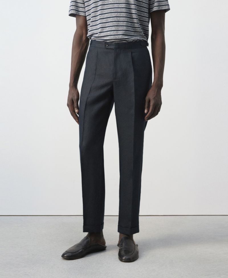 Men's Adjustable Bands Linen Suit Pants