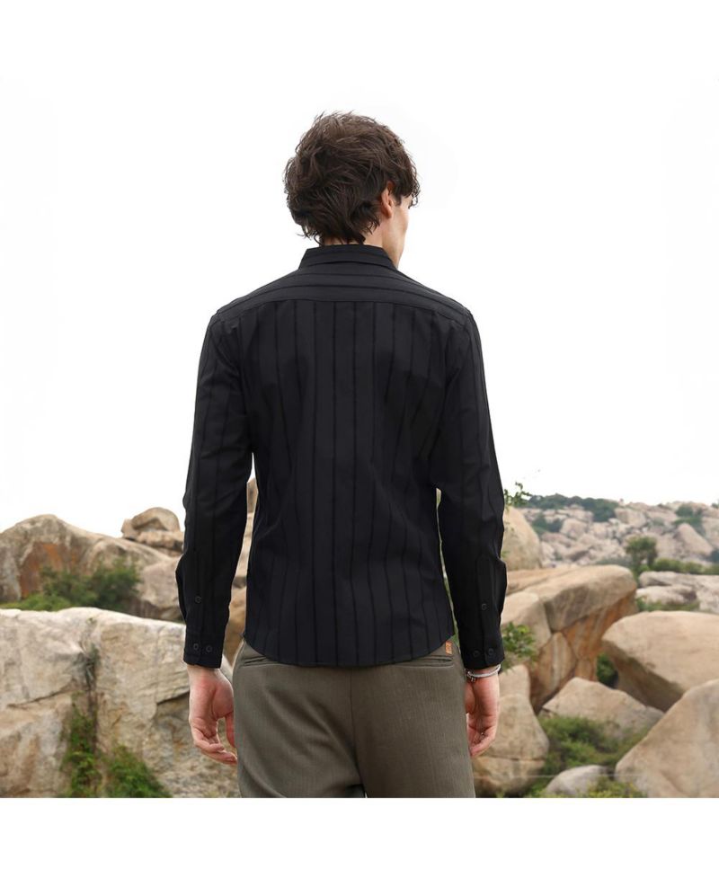 Men's Midnight Blacl Pastel Striped Shirt