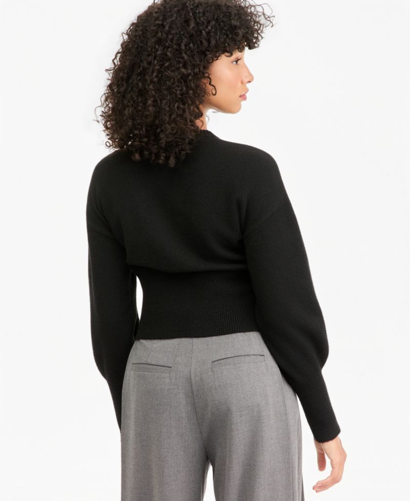 Women's Sculpted Crewneck Long-Sleeve Cardigan