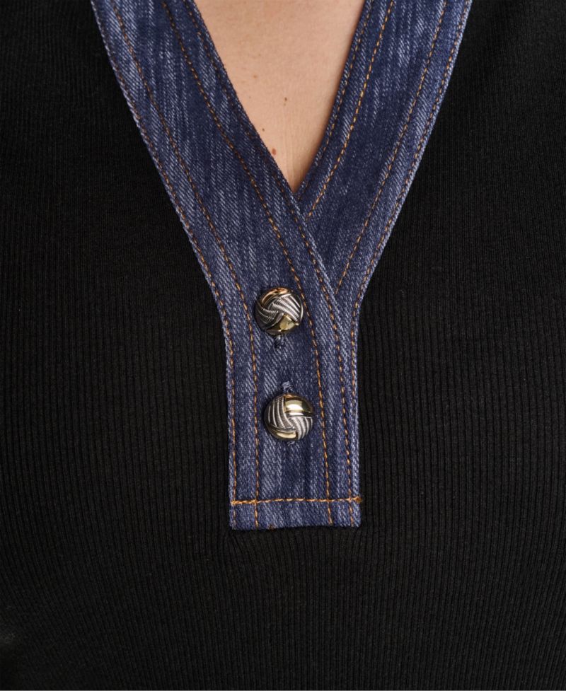 Plus Size Collared Short Sleeve Pull-On Top