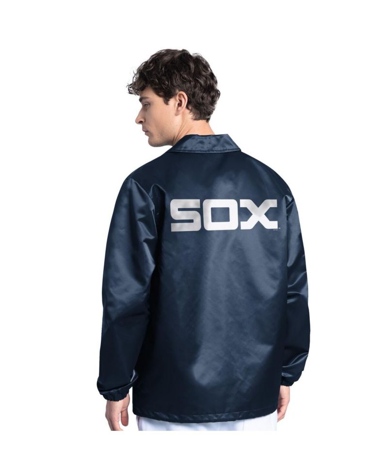 Men's Navy Chicago White Sox Cooperstown Collection Point Man Full-Snap Coaches Jacket