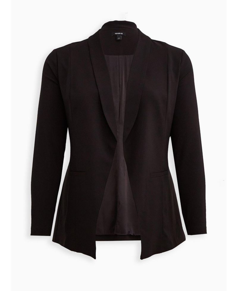 Plus Size Longline Shawl-Collar Blazer