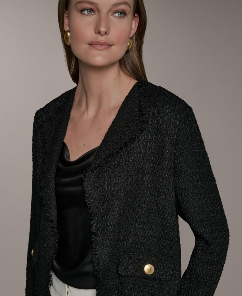 Petite Open-Front Long-Sleeve Jacket