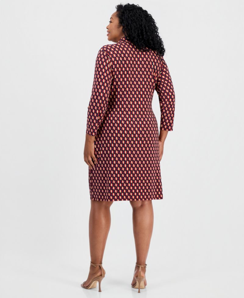Plus Size Printed Faux-Wrap Dress