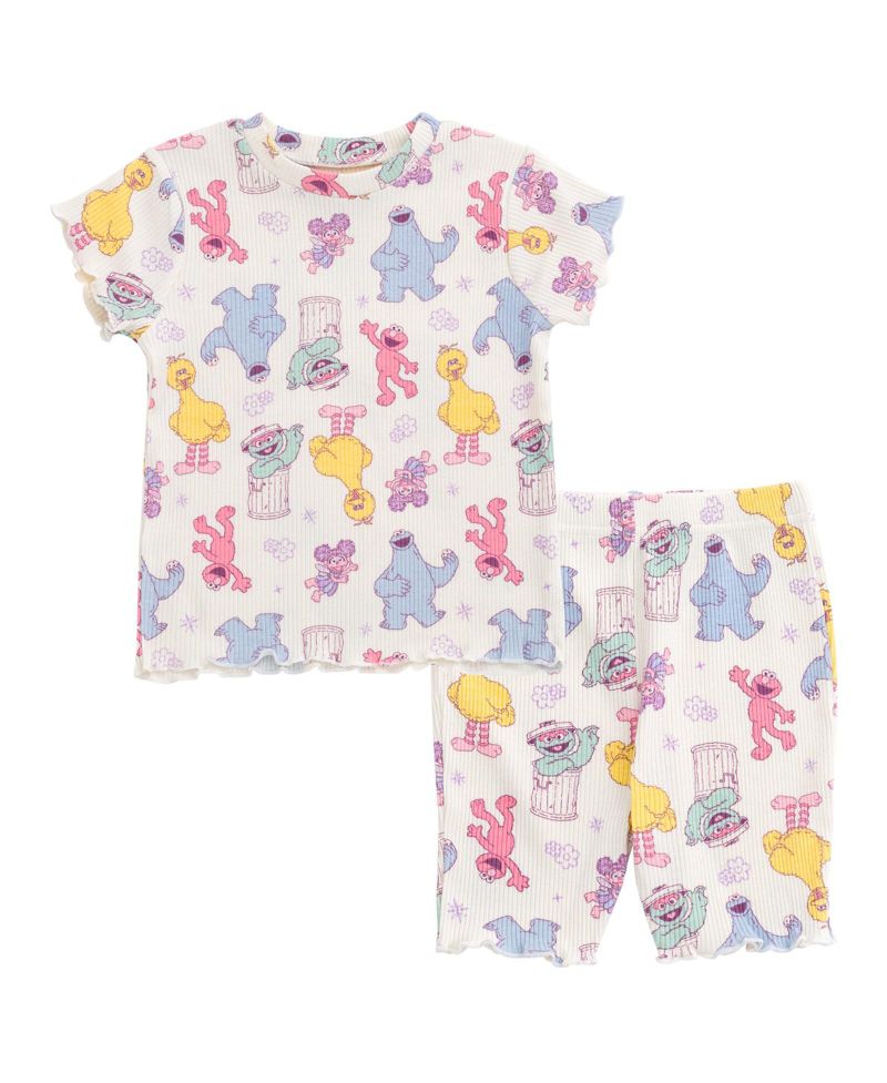 Little Girls Ribbed T-Shirt and Shorts Outfit Set