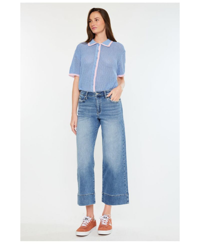Women's Kells High-Rise Wide-Leg Cropped Jeans