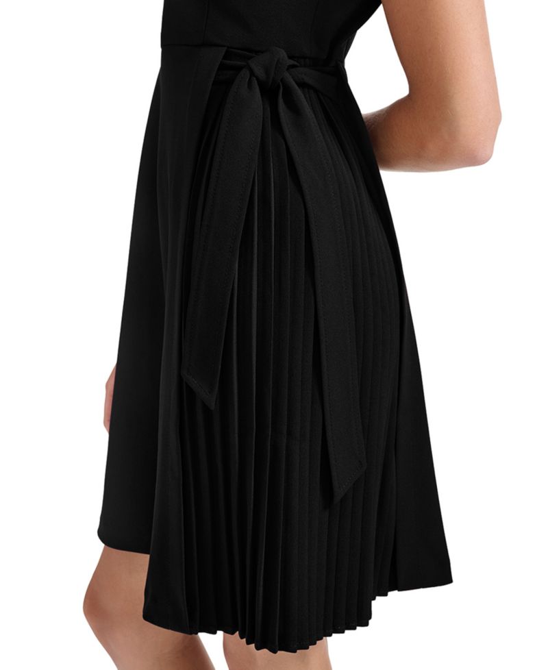 Petite Short-Sleeve Crewneck Fit & Flare Dress