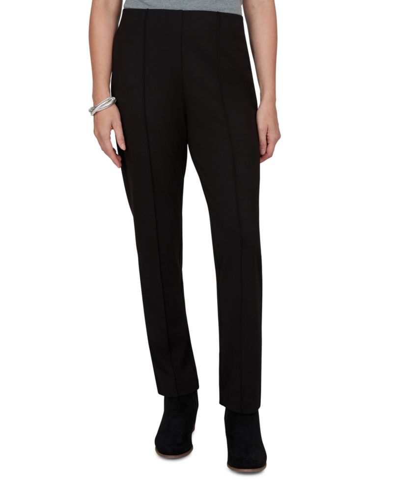 Petite Hollywood Pull-On Straight-Leg Mid-Rise Pants