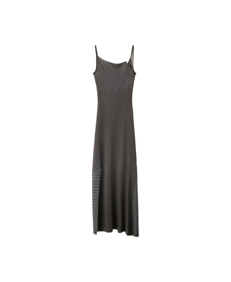 Women's Asymmetrical Striped Sleeveless Knit Dress