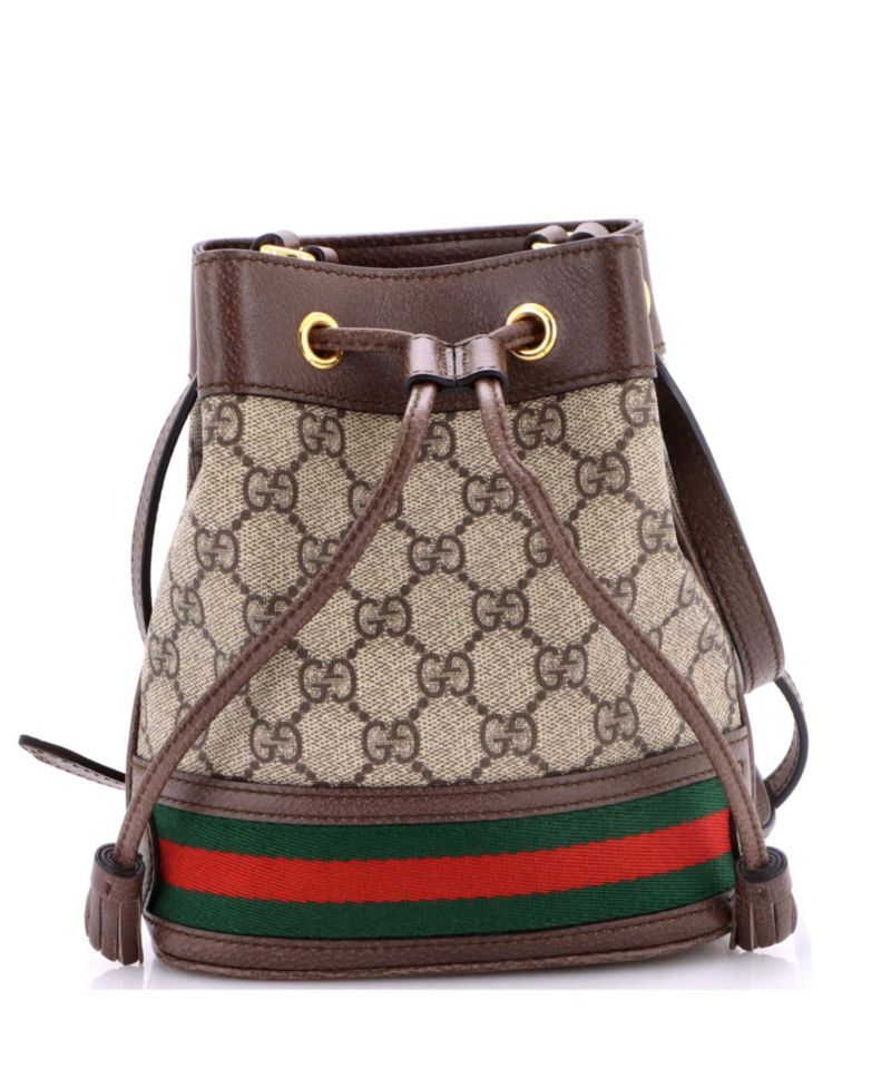 Mini Ophidia Crossbody Coated Canvas Bucket Bag