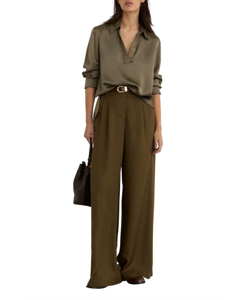 Women's Silk Open-Collar Blouse