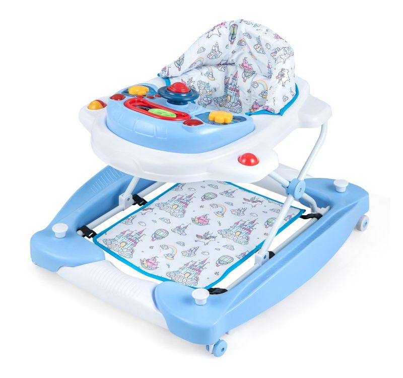 Foldable 6 in 1 Baby Walker with Adjustable Height for Infant Mobility and Play