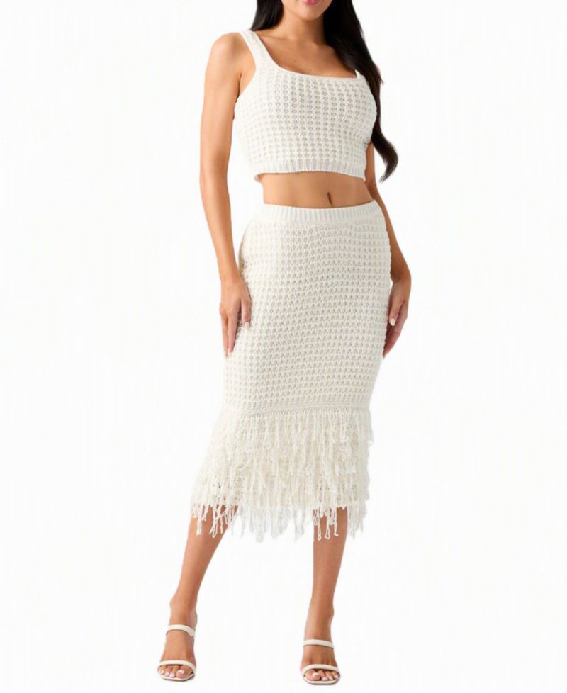 Women's Remi Square-Neck Sleeveless Crop Cotton-Blend Sweater Tank