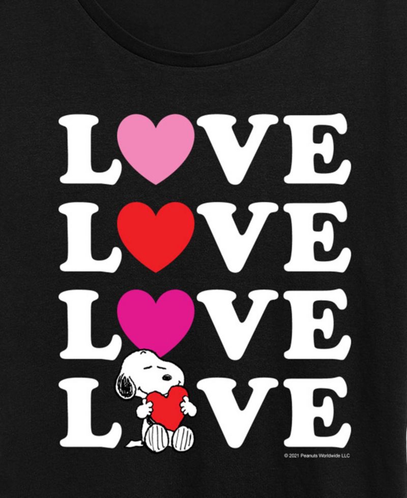 Women's Peanuts Snoopy Valentine Love Stacked Short-Sleeve Graphic T-Shirt