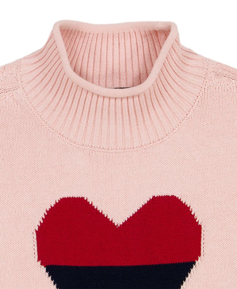 Women's Intarsia Heart Mock Neck Sweater