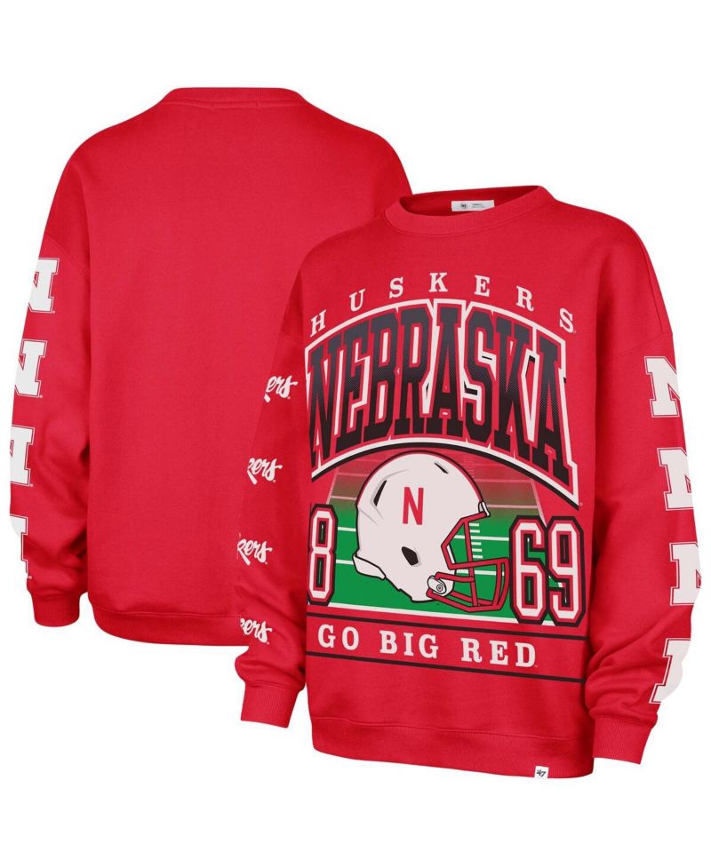 Women's Scarlet Nebraska Huskers Go Big Oversized Pullover Sweatshirt