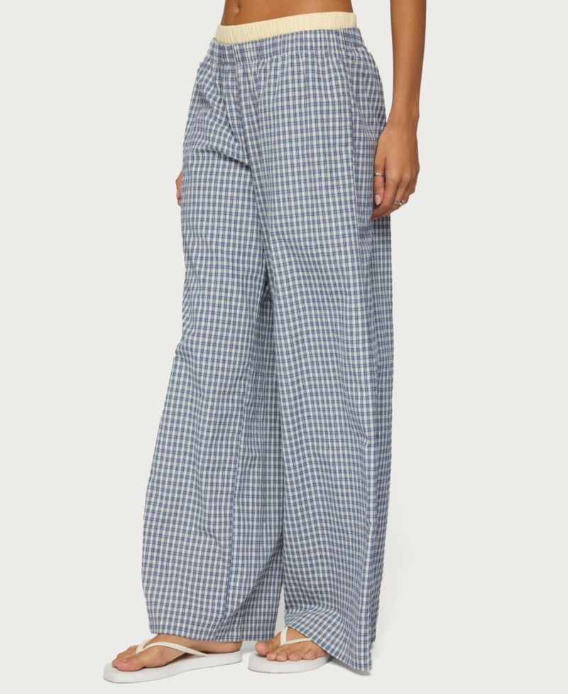 Women's Indya High-Rise Plaid Wide-Leg Pull-On Pants