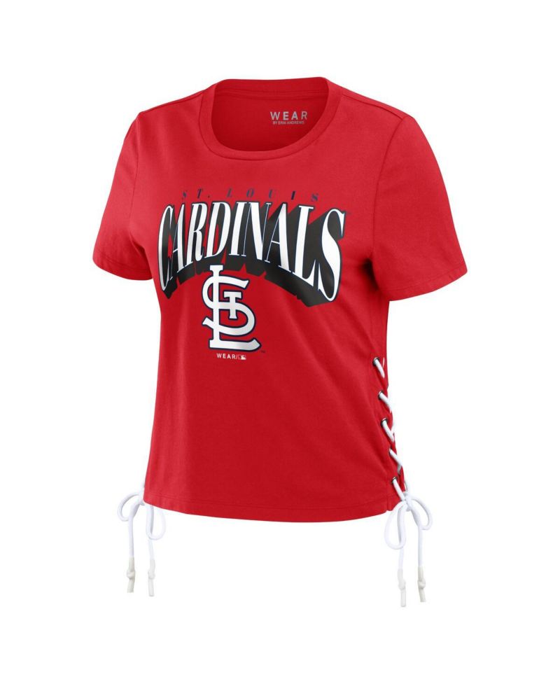 Women's Red St. Louis Cardinals Side Lace-Up Cropped T-Shirt