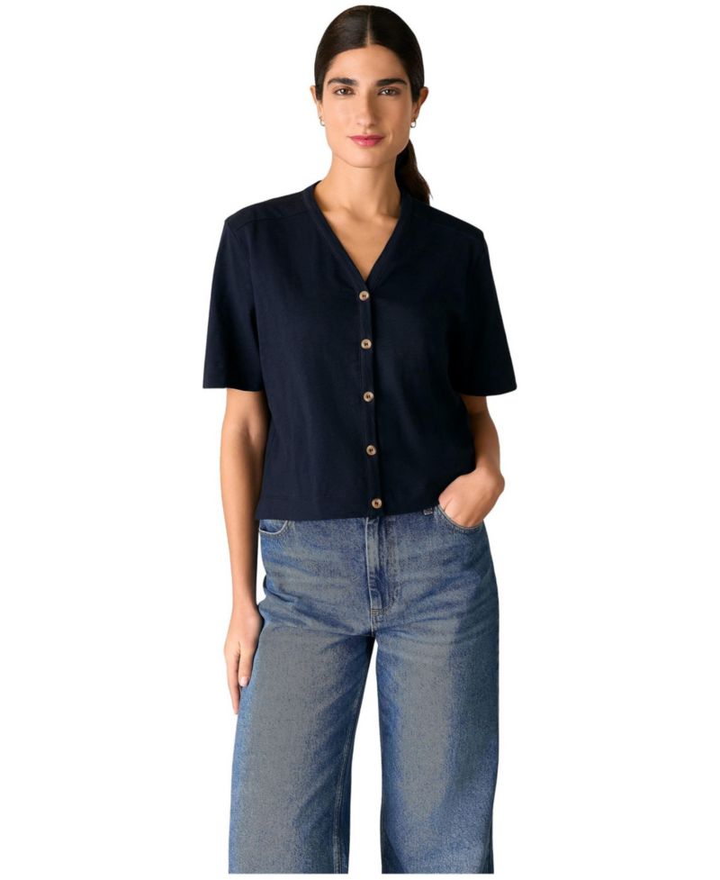 Women's Ella V-Neck Button Through Top