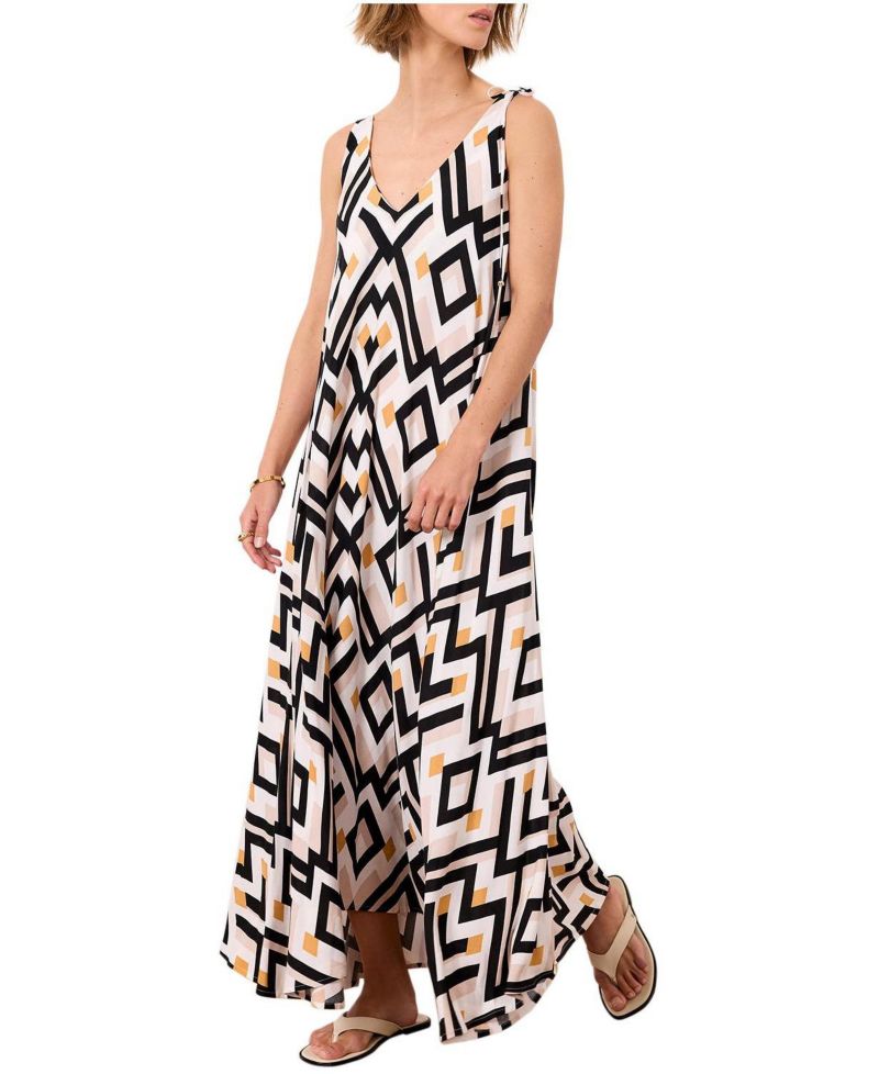 Women's Monaco Geometric V-Neck Maxi Dress