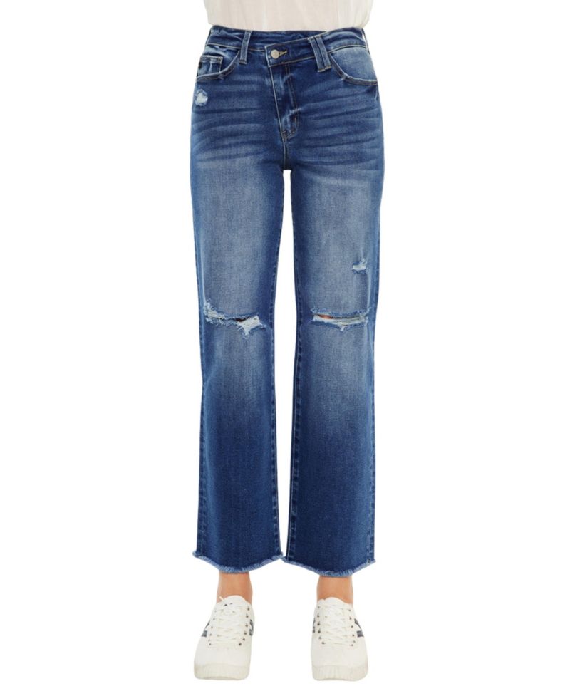 Women's Mollie High Rise Criss Cross Straight Jeans