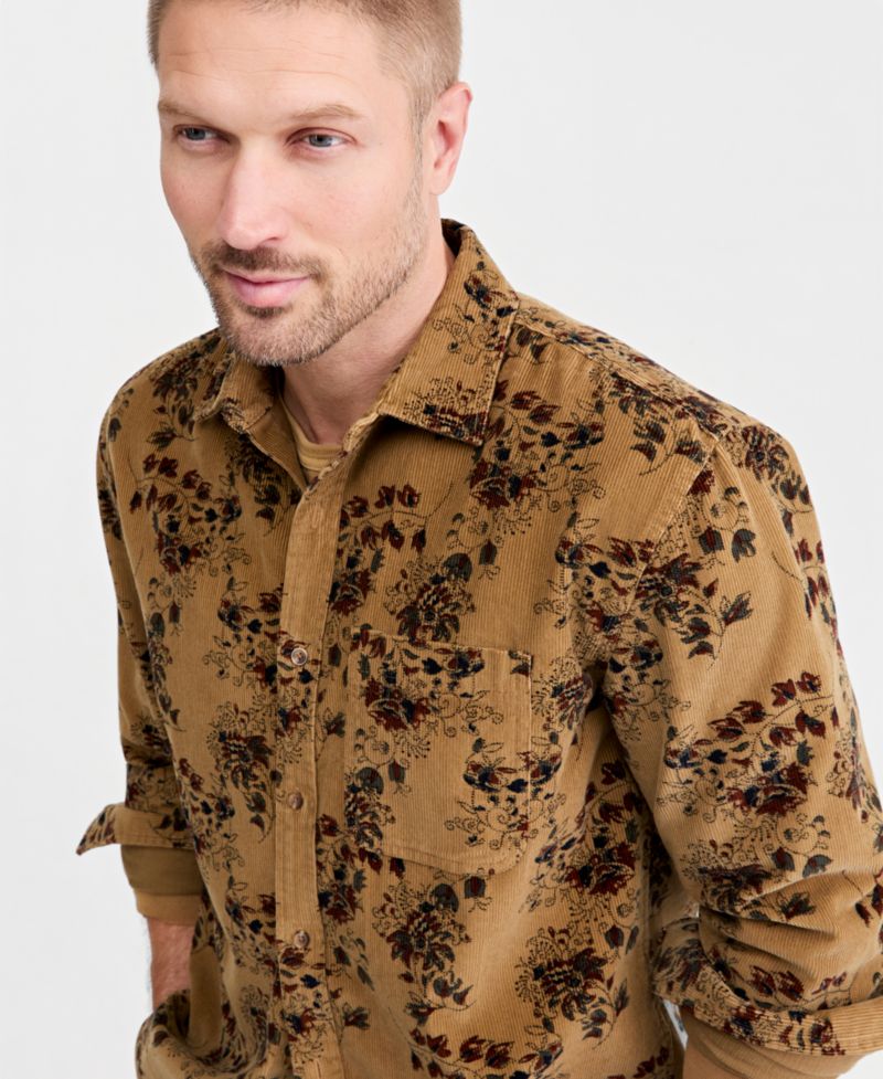 Men's Corduroy Paisley Floral Shirt