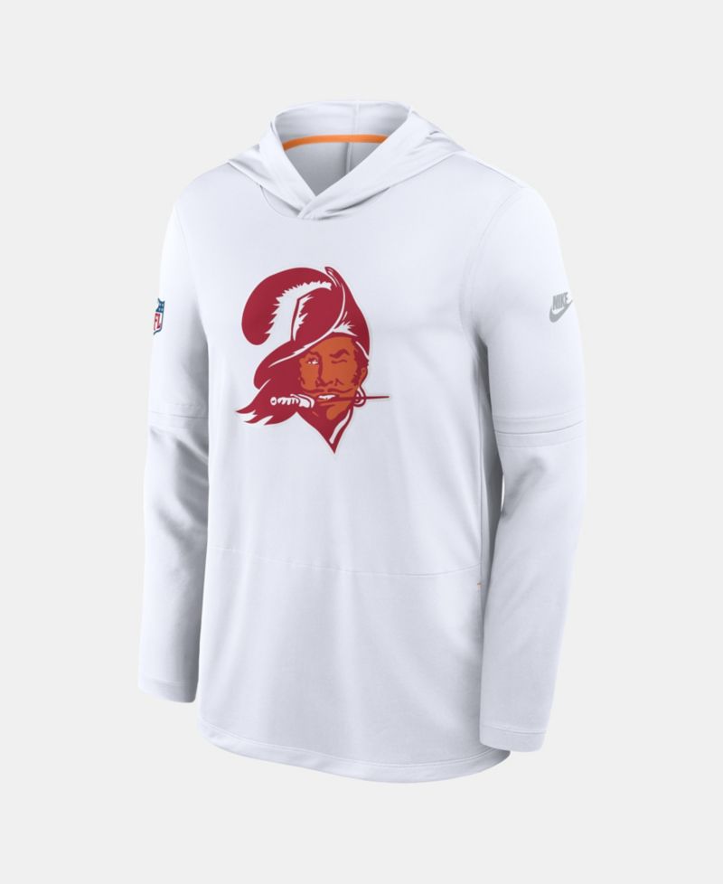 Men's White Tampa Bay Buccaneers Sideline Alternate Lightweight Long Sleeve Hooded Dri-FIT T-Shirt