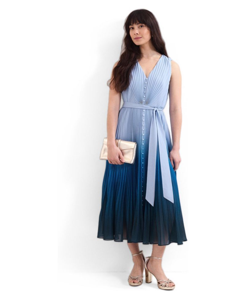 Women's Mira Pleated V-Neck Midi Dress